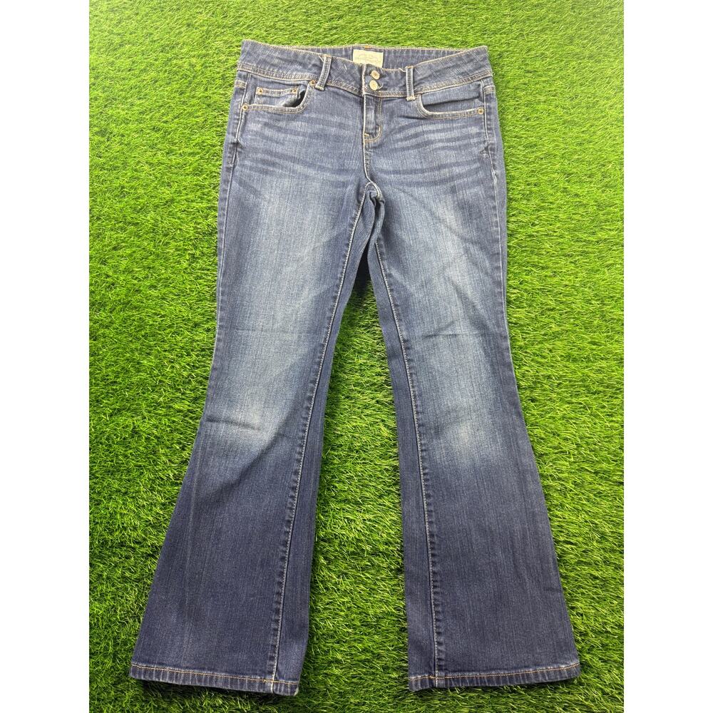 Aeropostale Bayla Skinny Jeans Women's 7/8 Low Rise Flare Stretch Denim Blue